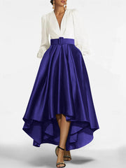 A Line Princess V Neck Asymmetrical Mother Of The Bride Dresses With Belt