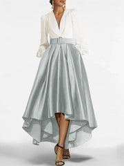 A Line Princess V Neck Asymmetrical Mother Of The Bride Dresses With Belt