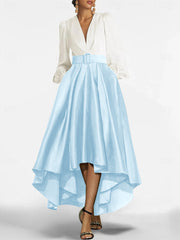 A Line Princess V Neck Asymmetrical Mother Of The Bride Dresses With Belt