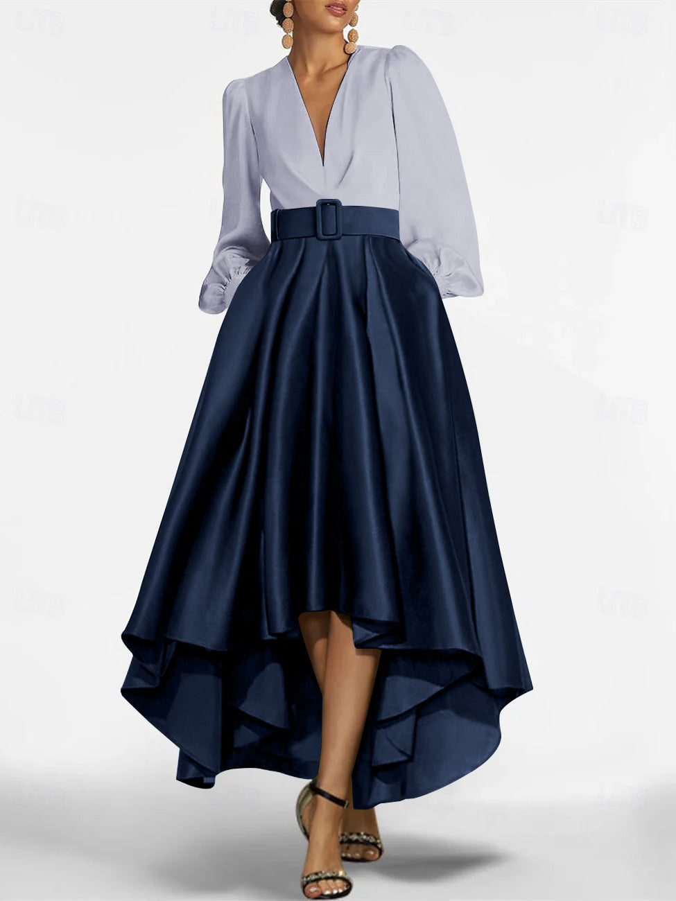 A Line Princess V Neck Asymmetrical Mother Of The Bride Dresses With Belt