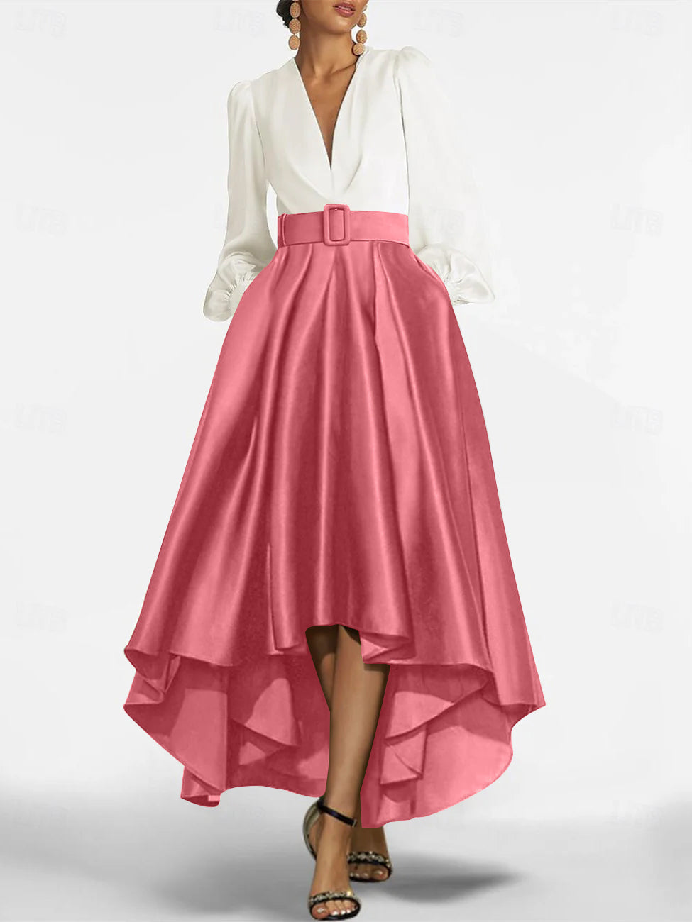A Line Princess V Neck Asymmetrical Mother Of The Bride Dresses With Belt