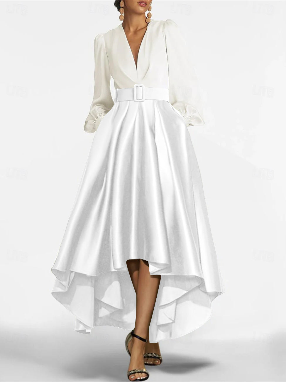 A Line Princess V Neck Asymmetrical Mother Of The Bride Dresses With Belt