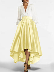 A Line Princess V Neck Asymmetrical Mother Of The Bride Dresses With Belt