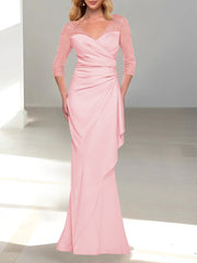 Trumpet Mermaid V Neck 3 4 Sleeves Mother Of The Bride Dresses With Beading