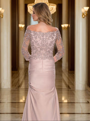 Trumpet Mermaid V Neck 3 4 Sleeves Ruched Mother Of The Bride Dresses With Appliques