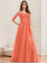 A Line Princess V Neck Half Sleeves Floor Length Mother Of The Bride Dresses With Sequins