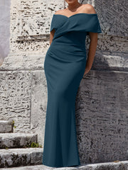 Trumpet Mermaid Off The Shoulder Sleeveless Floor Length Plus Size Mother Of The Bride Dresses
