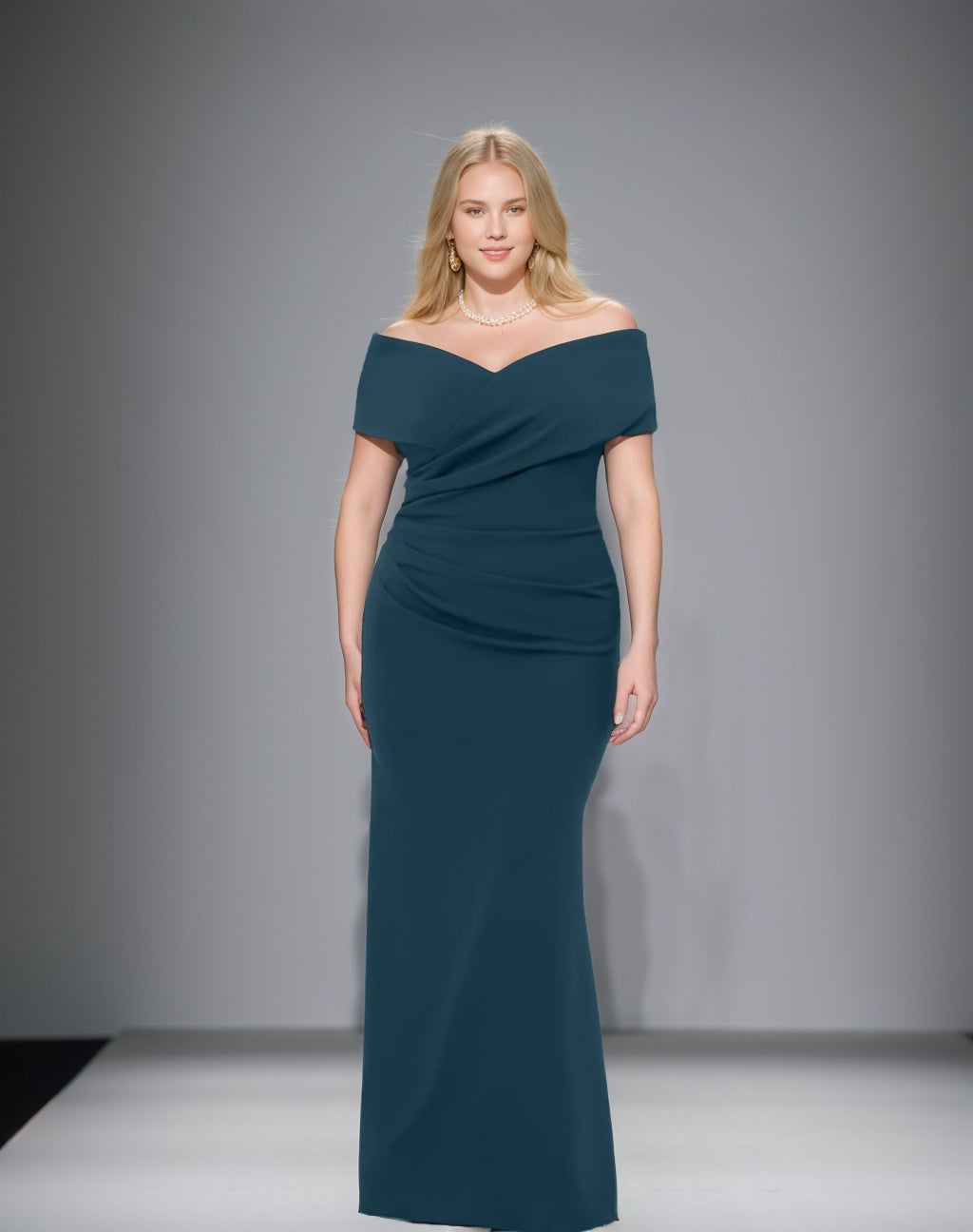 Trumpet Mermaid Off The Shoulder Sleeveless Floor Length Plus Size Mother Of The Bride Dresses