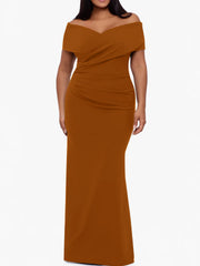 Trumpet Mermaid Off The Shoulder Sleeveless Floor Length Plus Size Mother Of The Bride Dresses