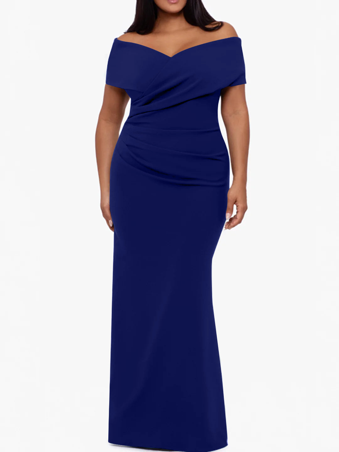 Trumpet Mermaid Off The Shoulder Sleeveless Floor Length Plus Size Mother Of The Bride Dresses