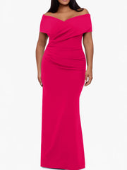 Trumpet Mermaid Off The Shoulder Sleeveless Floor Length Plus Size Mother Of The Bride Dresses