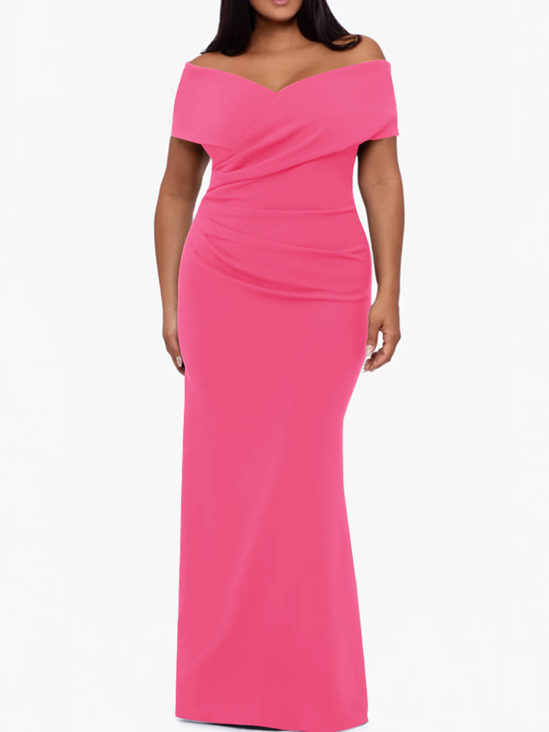 Trumpet Mermaid Off The Shoulder Sleeveless Floor Length Plus Size Mother Of The Bride Dresses