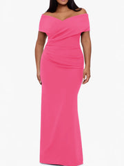 Trumpet Mermaid Off The Shoulder Sleeveless Floor Length Plus Size Mother Of The Bride Dresses