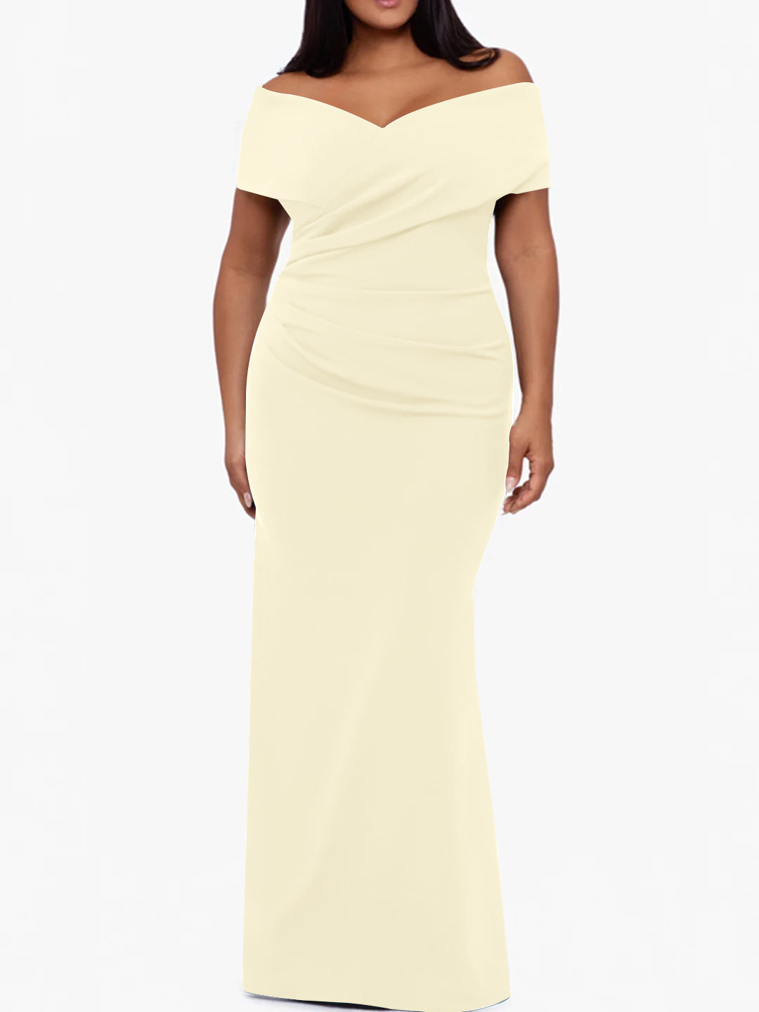 Trumpet Mermaid Off The Shoulder Sleeveless Floor Length Plus Size Mother Of The Bride Dresses