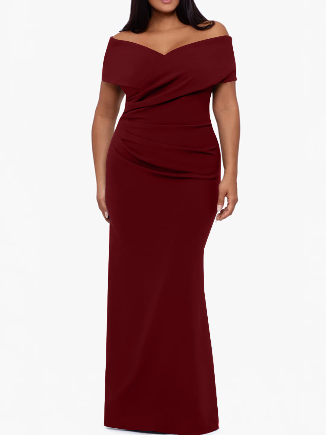 Trumpet Mermaid Off The Shoulder Sleeveless Floor Length Plus Size Mother Of The Bride Dresses