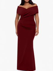 Trumpet Mermaid Off The Shoulder Sleeveless Floor Length Plus Size Mother Of The Bride Dresses