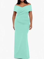Trumpet Mermaid Off The Shoulder Sleeveless Floor Length Plus Size Mother Of The Bride Dresses