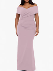 Trumpet Mermaid Off The Shoulder Sleeveless Floor Length Plus Size Mother Of The Bride Dresses