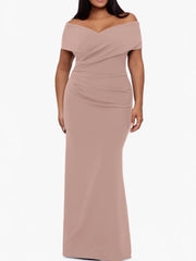 Trumpet Mermaid Off The Shoulder Sleeveless Floor Length Plus Size Mother Of The Bride Dresses