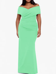 Trumpet Mermaid Off The Shoulder Sleeveless Floor Length Plus Size Mother Of The Bride Dresses