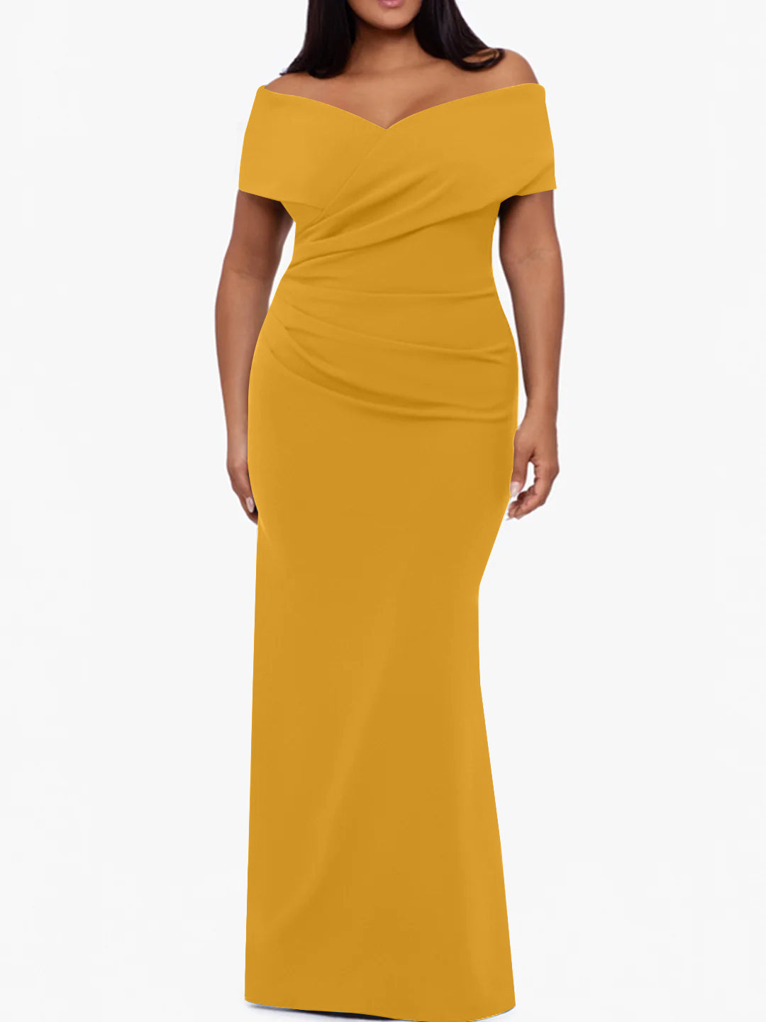 Trumpet Mermaid Off The Shoulder Sleeveless Floor Length Plus Size Mother Of The Bride Dresses