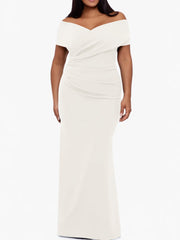 Trumpet Mermaid Off The Shoulder Sleeveless Floor Length Plus Size Mother Of The Bride Dresses