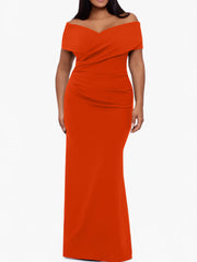 Trumpet Mermaid Off The Shoulder Sleeveless Floor Length Plus Size Mother Of The Bride Dresses