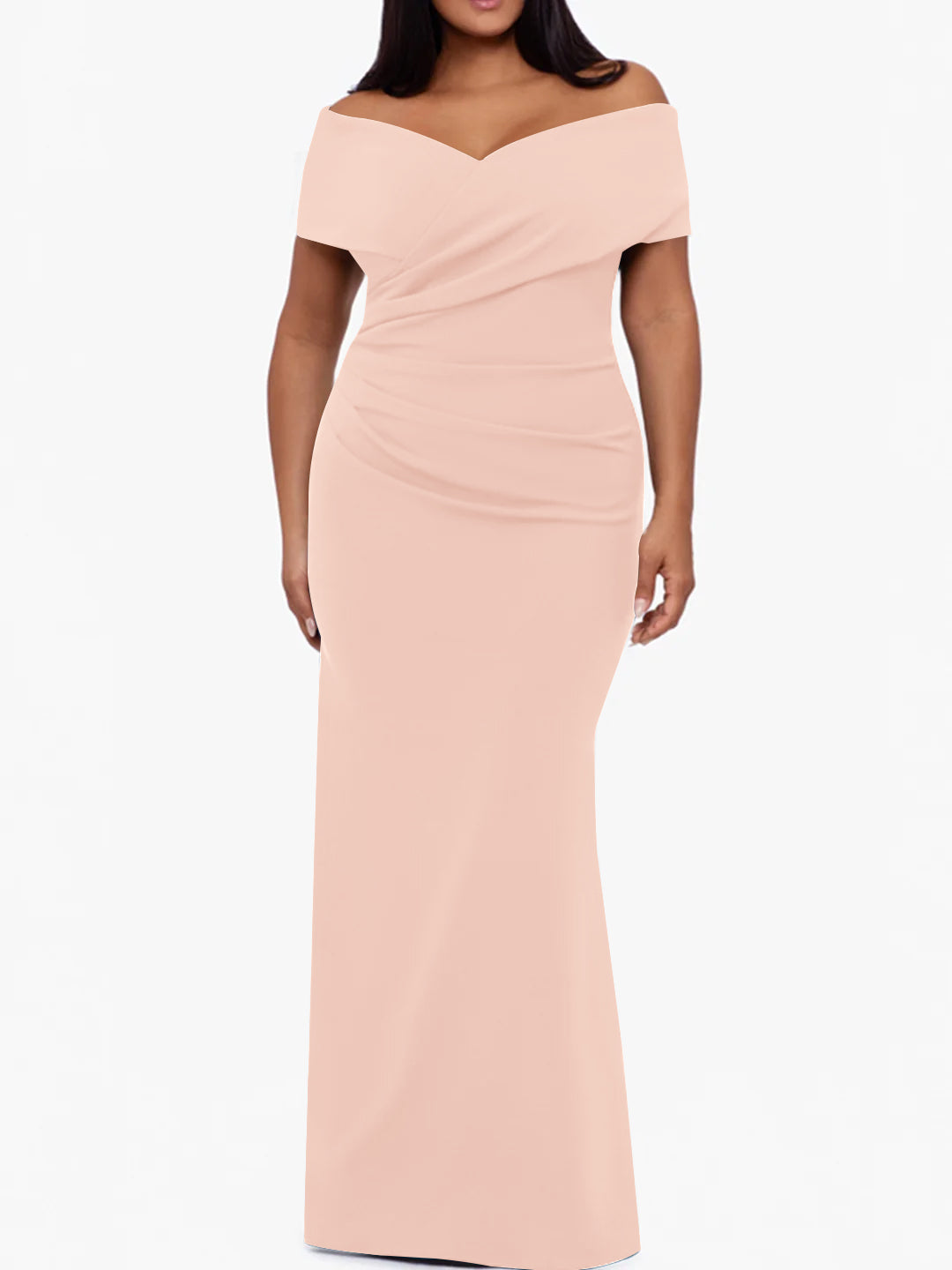 Trumpet Mermaid Off The Shoulder Sleeveless Floor Length Plus Size Mother Of The Bride Dresses