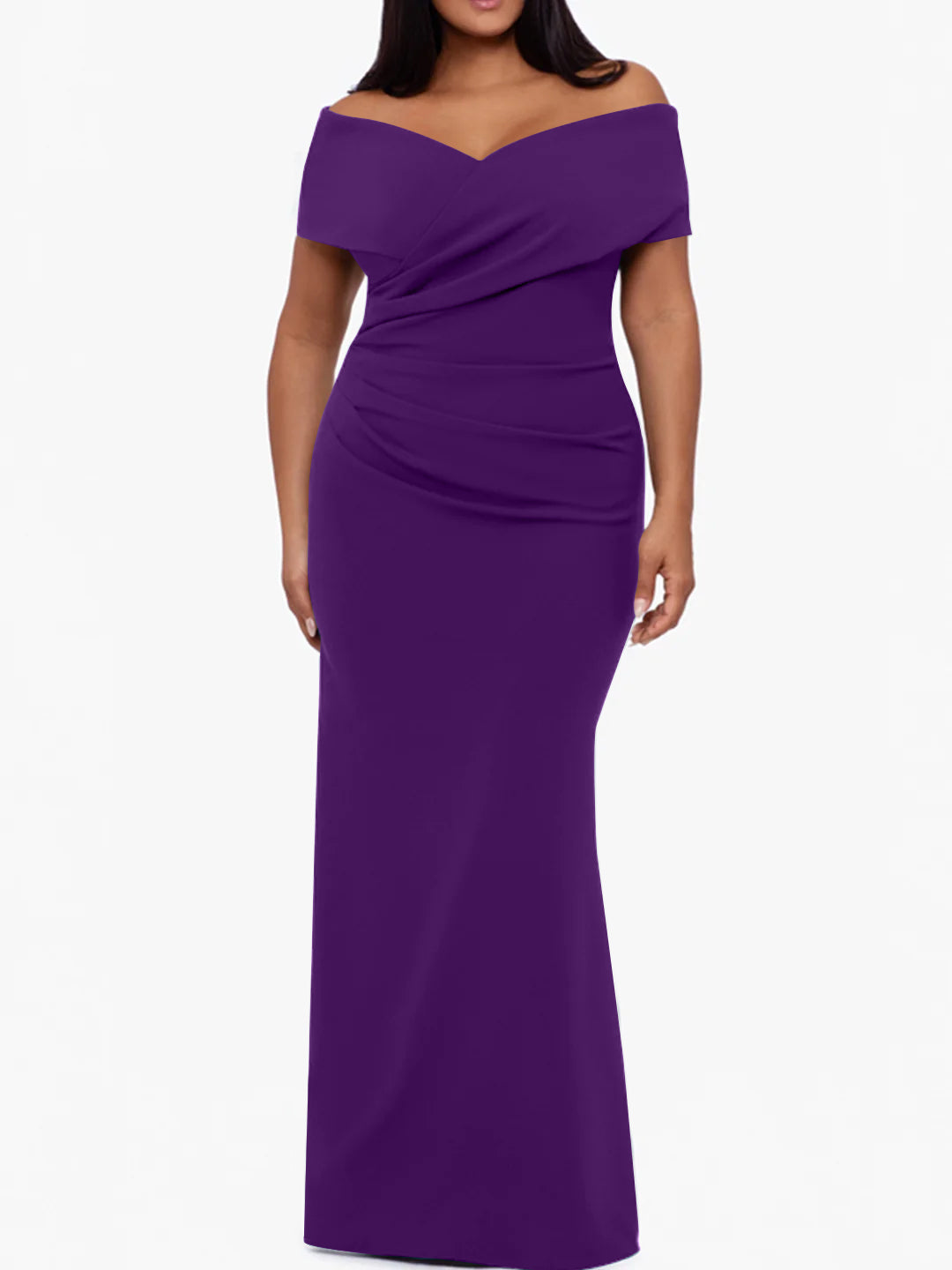 Trumpet Mermaid Off The Shoulder Sleeveless Floor Length Plus Size Mother Of The Bride Dresses