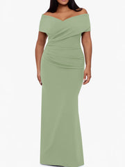 Trumpet Mermaid Off The Shoulder Sleeveless Floor Length Plus Size Mother Of The Bride Dresses