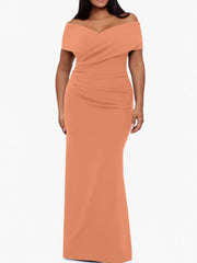 Trumpet Mermaid Off The Shoulder Sleeveless Floor Length Plus Size Mother Of The Bride Dresses