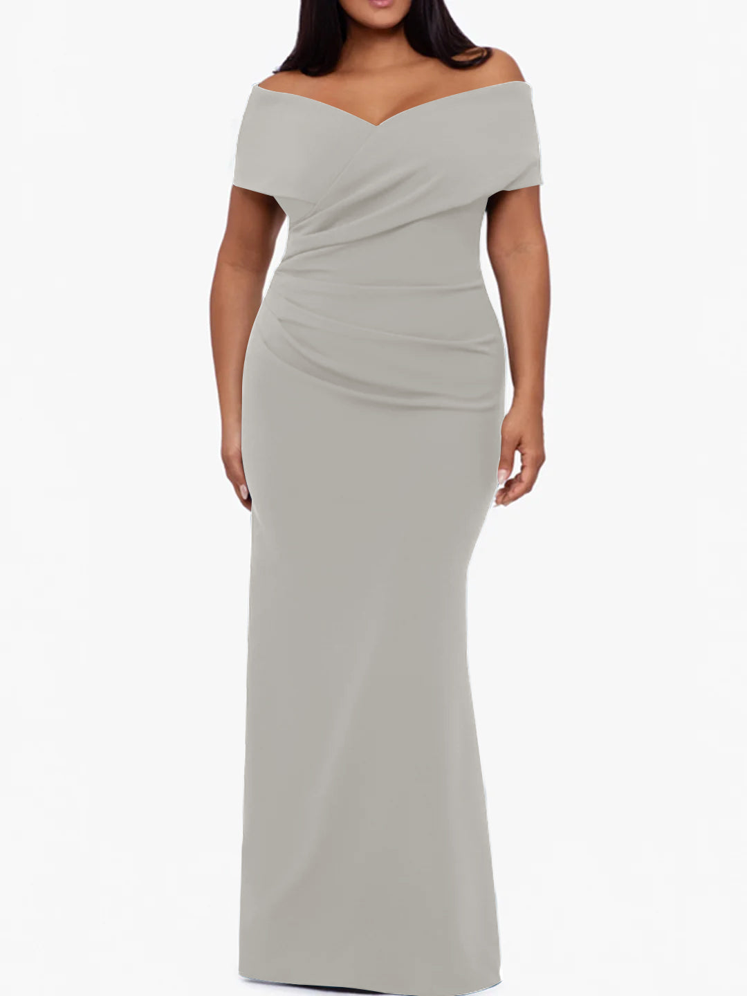 Trumpet Mermaid Off The Shoulder Sleeveless Floor Length Plus Size Mother Of The Bride Dresses