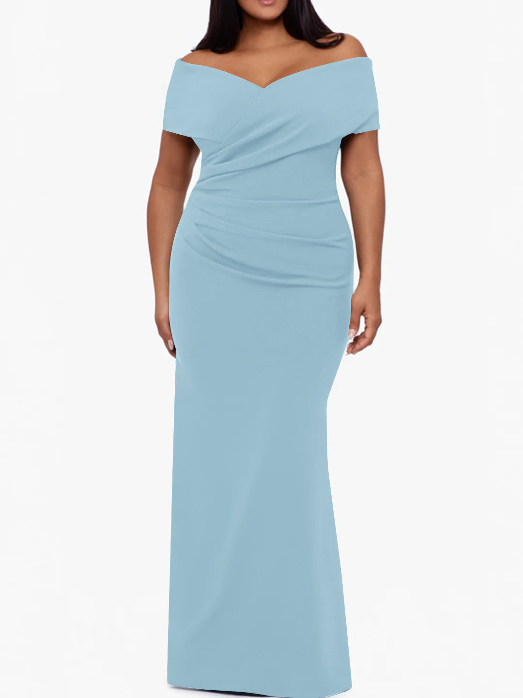 Trumpet Mermaid Off The Shoulder Sleeveless Floor Length Plus Size Mother Of The Bride Dresses
