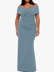 Trumpet Mermaid Off The Shoulder Sleeveless Floor Length Plus Size Mother Of The Bride Dresses