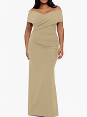 Trumpet Mermaid Off The Shoulder Sleeveless Floor Length Plus Size Mother Of The Bride Dresses