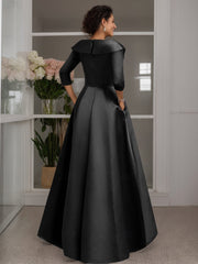 A Line Princess V Neck 3 4 Sleeves Floor Length Mother Of The Bride Dresses With Appliques Beading