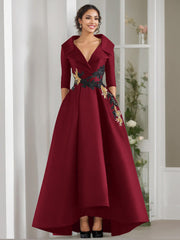 A Line Princess V Neck 3 4 Sleeves Floor Length Mother Of The Bride Dresses With Appliques Beading