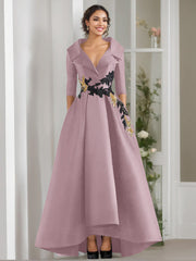 A Line Princess V Neck 3 4 Sleeves Floor Length Mother Of The Bride Dresses With Appliques Beading