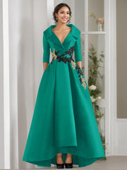A Line Princess V Neck 3 4 Sleeves Floor Length Mother Of The Bride Dresses With Appliques Beading