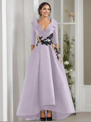 A Line Princess V Neck 3 4 Sleeves Floor Length Mother Of The Bride Dresses With Appliques Beading