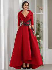 A Line Princess V Neck 3 4 Sleeves Floor Length Mother Of The Bride Dresses With Appliques Beading