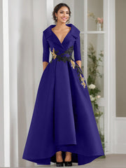 A Line Princess V Neck 3 4 Sleeves Floor Length Mother Of The Bride Dresses With Appliques Beading