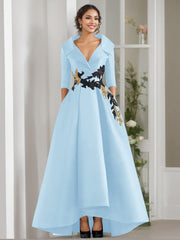 A Line Princess V Neck 3 4 Sleeves Floor Length Mother Of The Bride Dresses With Appliques Beading