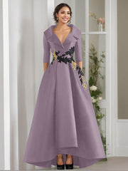 A Line Princess V Neck 3 4 Sleeves Floor Length Mother Of The Bride Dresses With Appliques Beading