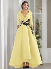 A Line Princess V Neck 3 4 Sleeves Floor Length Mother Of The Bride Dresses With Appliques Beading