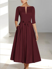 A-Line/Princess Half Sleeves Ankle Length Mother Of The Bride Dresses & Groom With Pockets