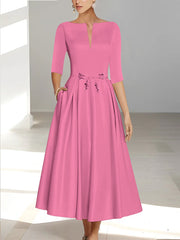 A Line Princess Half Sleeves Ankle Length Mother Of The Bride Dresses Groom With Pockets