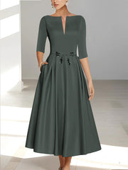 A-Line/Princess Half Sleeves Ankle Length Mother Of The Bride Dresses & Groom With Pockets