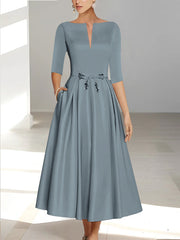 A-Line/Princess Half Sleeves Ankle Length Mother Of The Bride Dresses & Groom With Pockets
