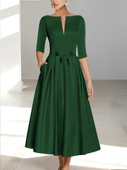 A Line Princess Half Sleeves Ankle Length Mother Of The Bride Dresses Groom With Pockets